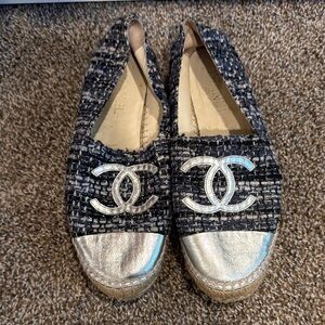 Chanel Blue and Silver Espadrilles